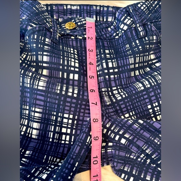 Y2K Tory Burch 28 Conner Tab Front Skinny Pants Blue White Gingham Preppy Fall - Picture 8 of 11